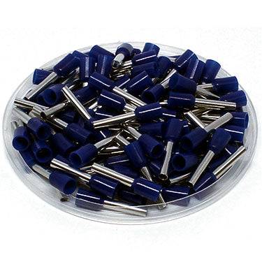 AW25025 - 14 AWG Insulated Wire Ferrules, 25mm Pin, Blue, UL Recognized, 500 Pieces