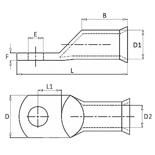 BCL4014 - 4/0 AWG One-Hole Battery Lug - 1/4" Stud Size, 1 Piece