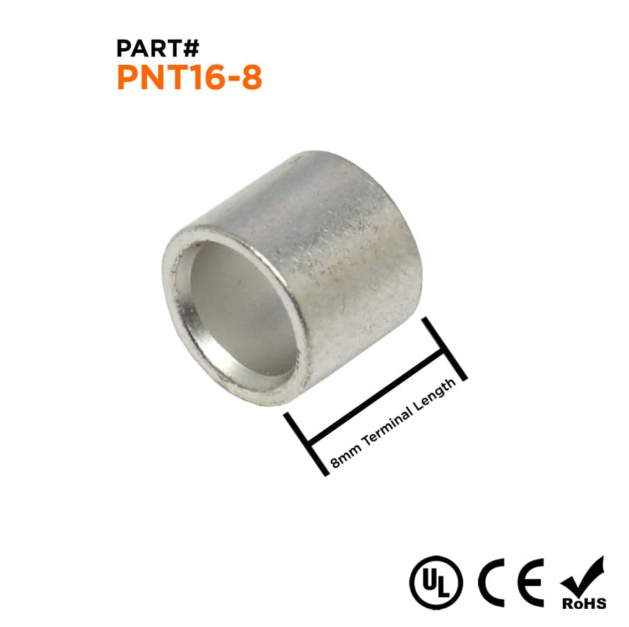 PNT16-8 - 6 AWG Non Insulated Parallel Connectors, 5/16" Length, UL Recognized, 100 Pieces