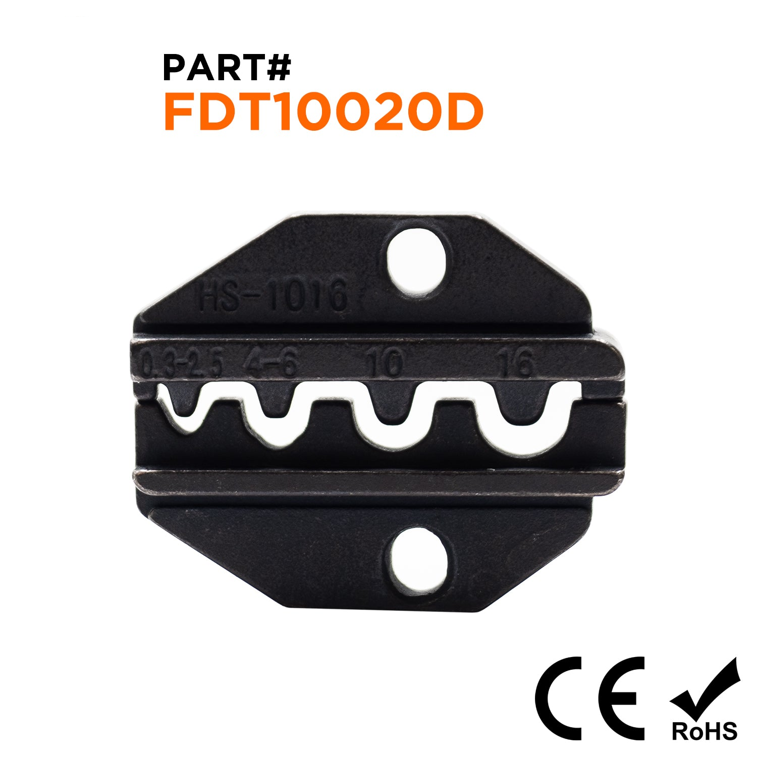 FDT10020D - 22 to 6 AWG Non Insulated Terminals Crimping Die Set, Single Indent Style, 1 Piece