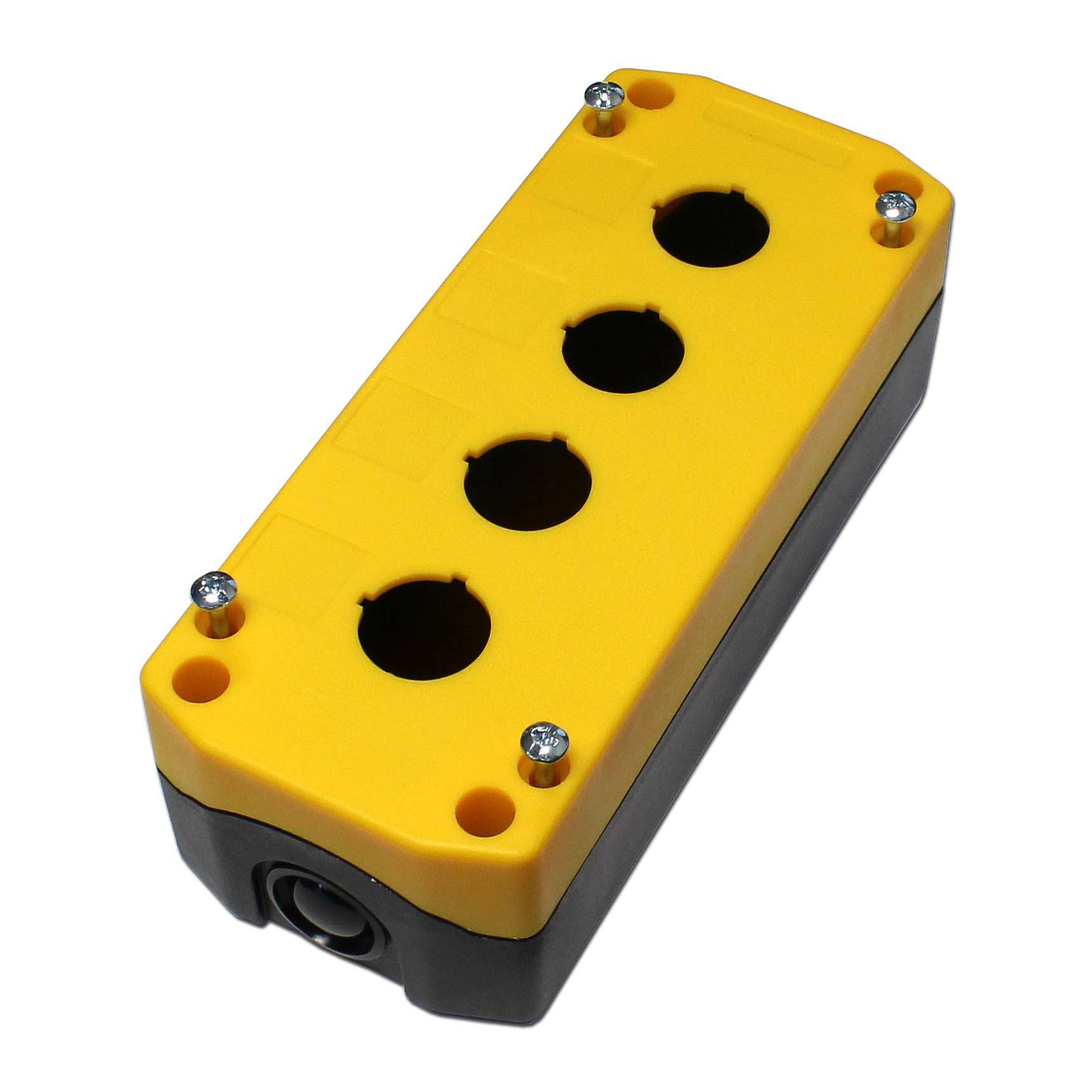 FDB-4A - Push Button Enclosure, 4 orificio, 22mm Spacing, IP65 Rated, Amarillo/Negro, 1 pieza