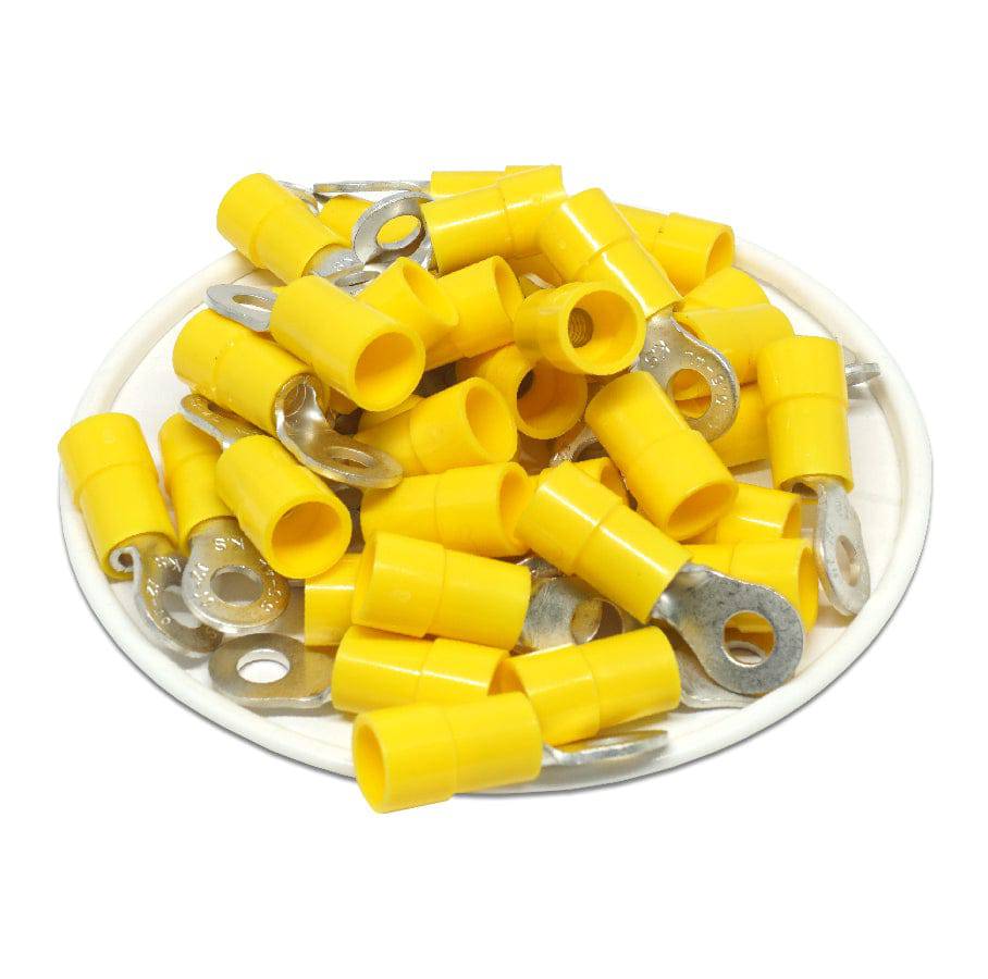 RVYL5-4 - 12 a 10 AWG Molded PVC Con aislamiento de vinilo Terminales, Entry Ring, #8 Orificio, 25 piezas