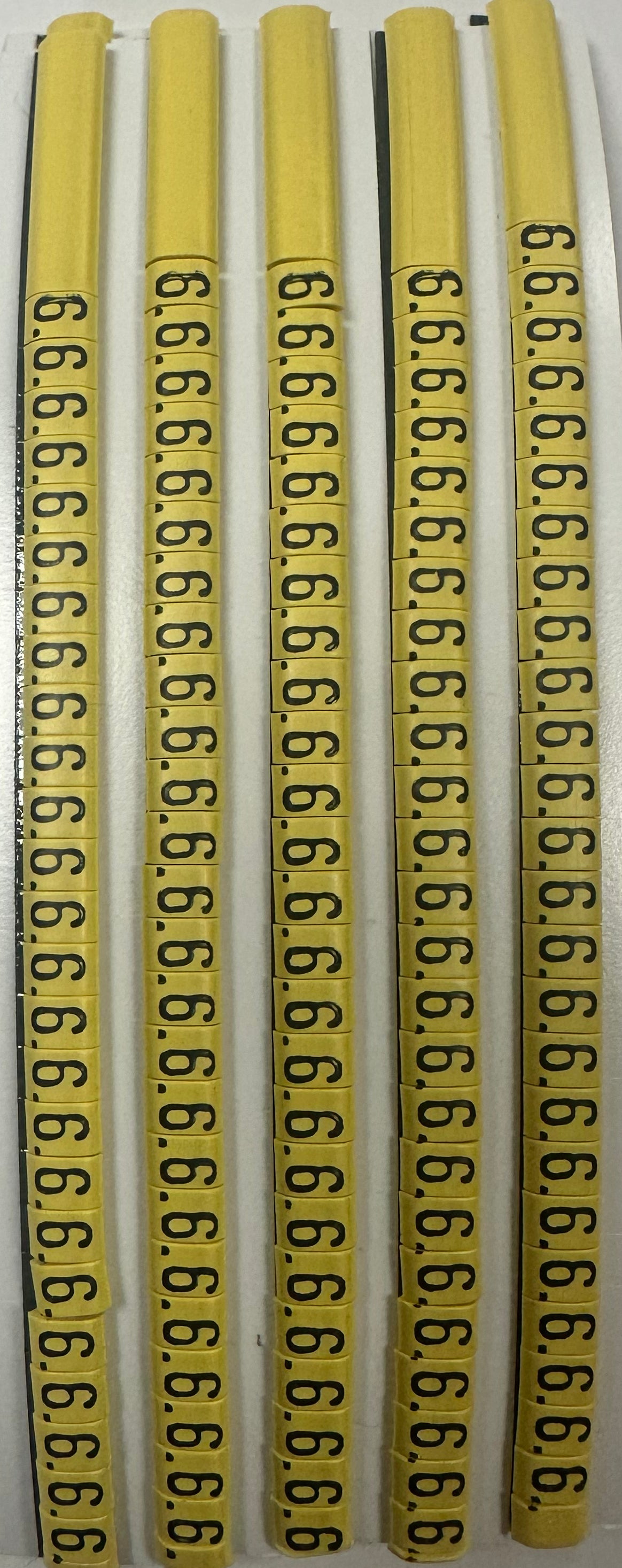 30BY6 - Ademark Style P3 Wire Markers, PVC, Number 6, 3mm, Black & Yellow, 10 Strips