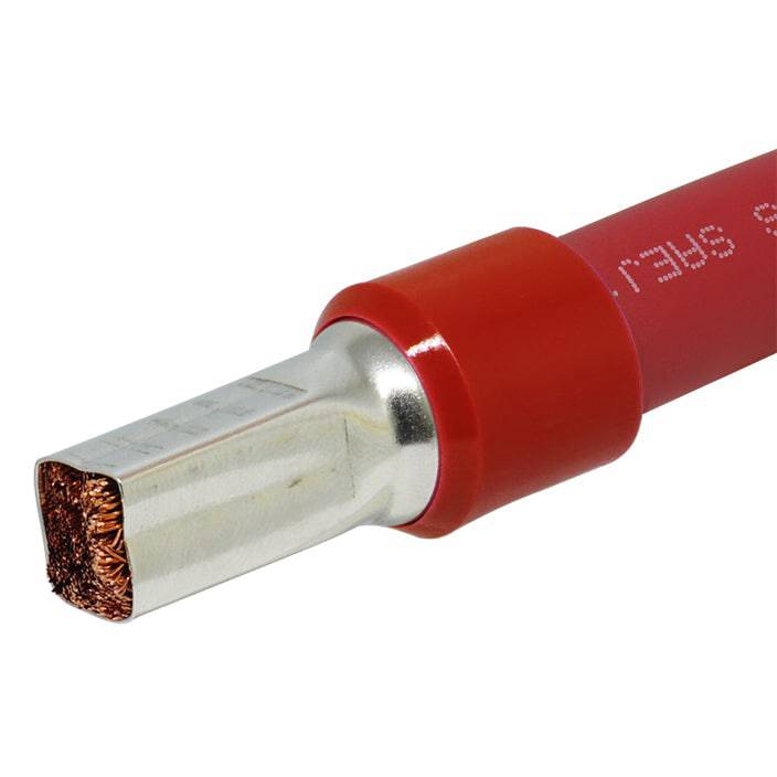 AS560025 - 0 & 1/0 AWG Single Insulated Wire Ferrules, 25mm Pin, Red, 25 Pieces