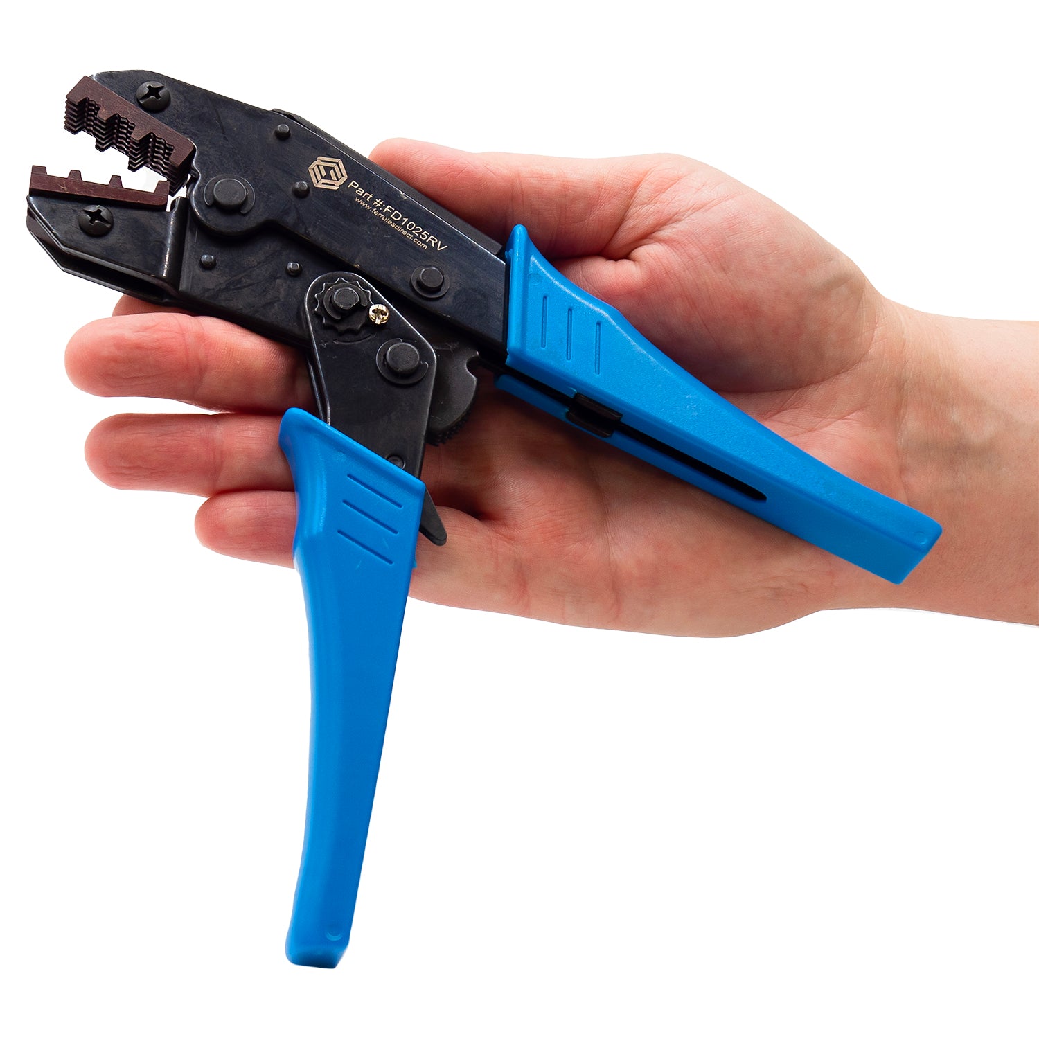 FD1025RV - 8 to 4 AWG Wire Ferrules Crimping Tool, Ratcheting, Bowtie Profile, 1 Piece