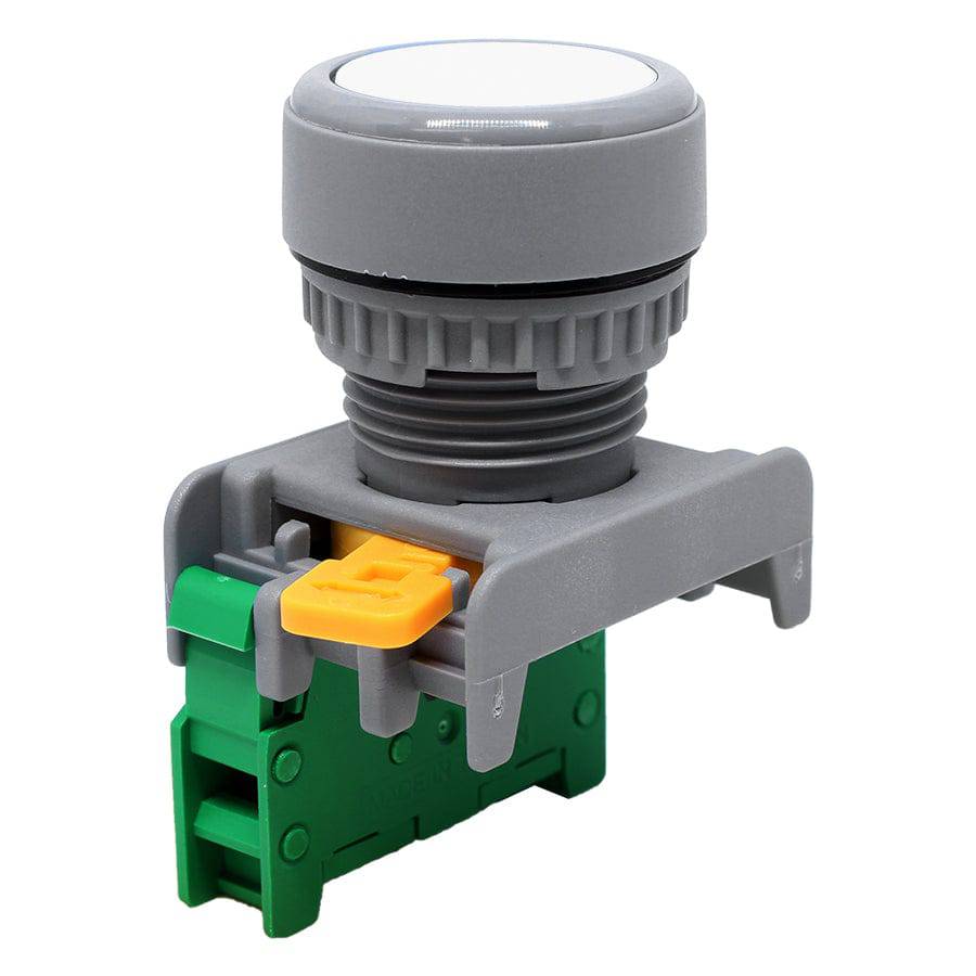 XB22-1/O-WH - 1/O - 22mm Flat Head Push Button Switch - Blanco