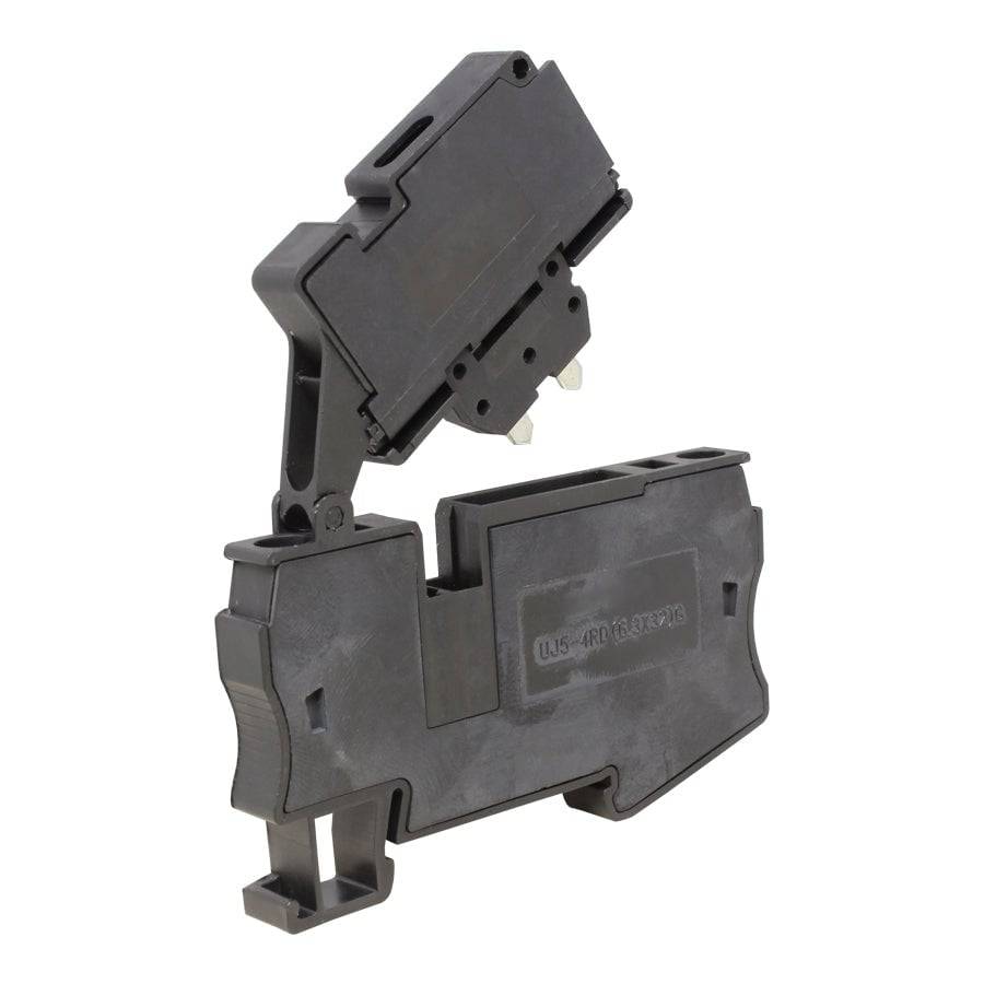 UJ5-4RD(6.3X32) - 24 - 10 AWG Spring Cage Terminal Block, 500v, UL Approved, Black