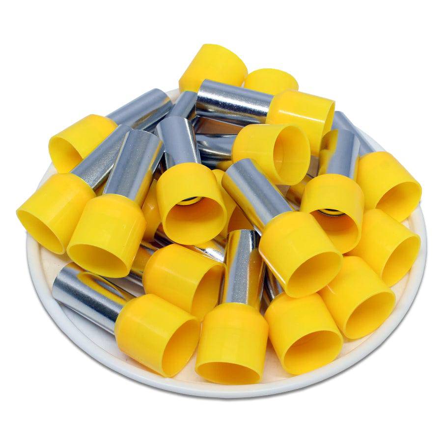 AD250015 - 4 AWG Insulated Wire Ferrules, 15mm Pin, Yellow, UL Recognized, 100 Pieces