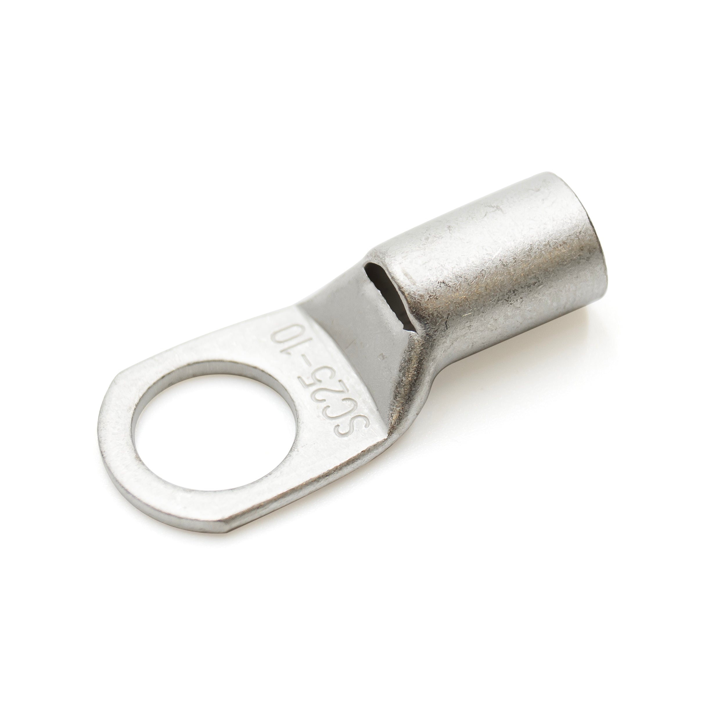 SCH2510 - 4 AWG Non Insulated Tubular Ring Lugs, 3/8" Stud - 25 Pieces