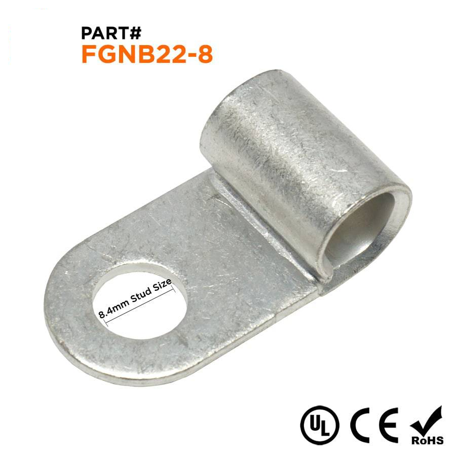 FGNB22-8 - 4 AWG Sin aislamiento Flag Terminales de anillo, Ring Tongue, 5/16" Orificio, 10 piezas