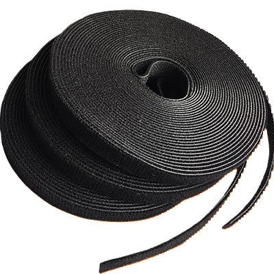 HLT1316BL - 13/16" Hook y Loop Bridas Roll, 5.6-lb Tensile Strength, Negro, 82ft Roll