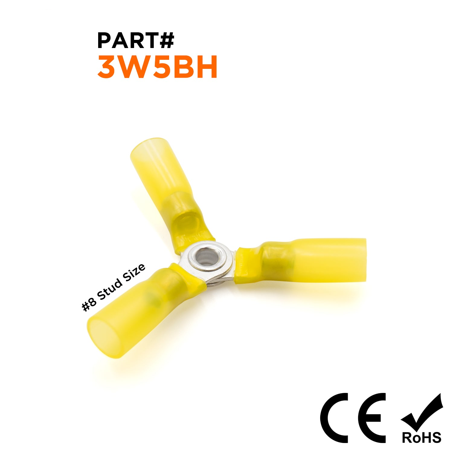 3W5BH - 12 a 10 AWG 3-Way Splice Conectores, #8 Orificio, Heat Shrinkable De nailon, 10 piezas