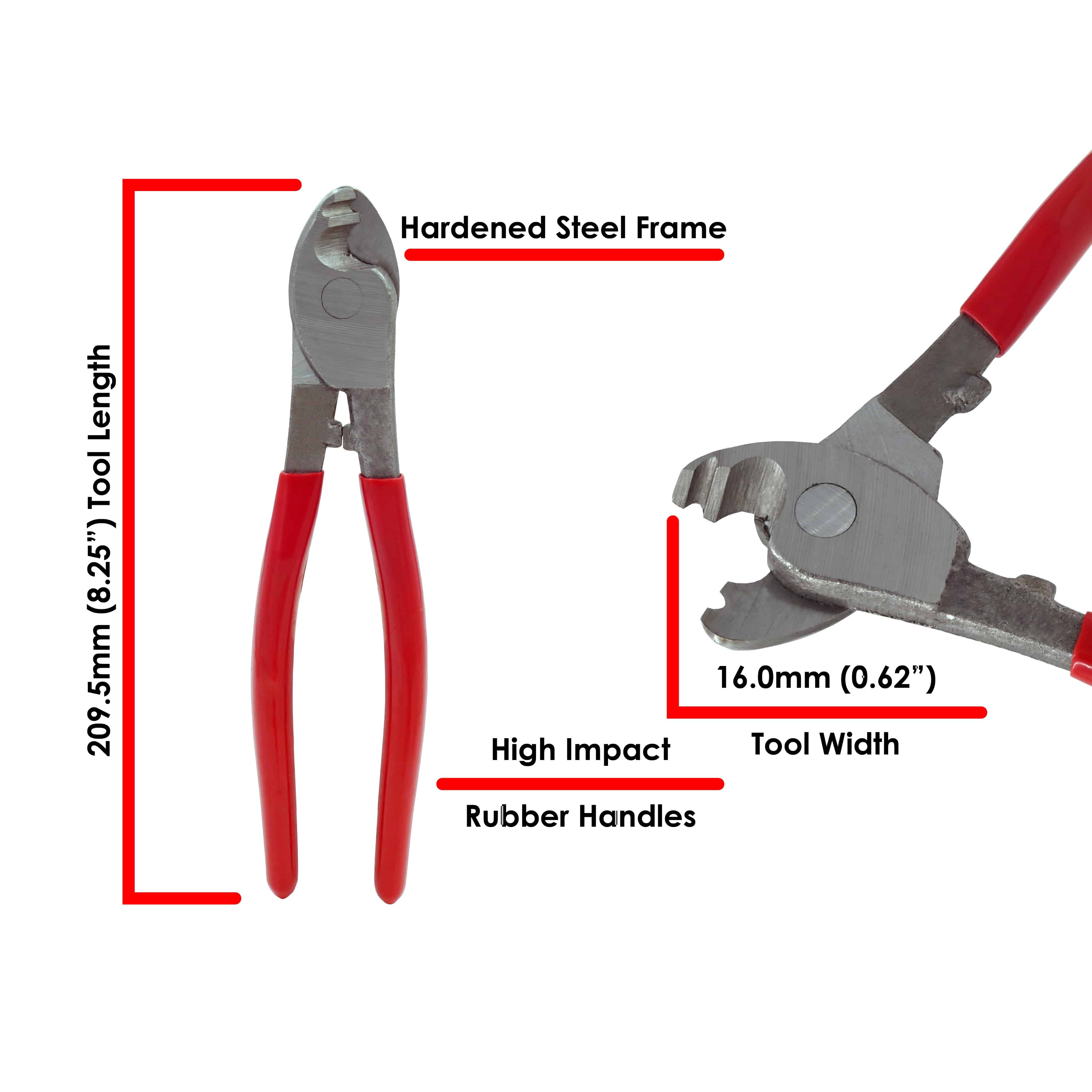 FD38CC - 4 AWG a 2 AWG Cable Cutting Herramienta, De acero Build con PVC Soft Grips, 1 pieza
