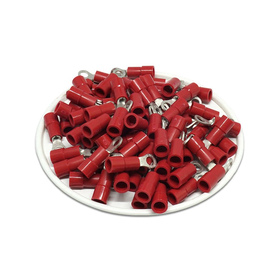 RVY1-32 - 22 a 16 AWG Molded PVC Con aislamiento de vinilo Terminales de anillo, Easy Entry, #4 Orificio, 100 piezas
