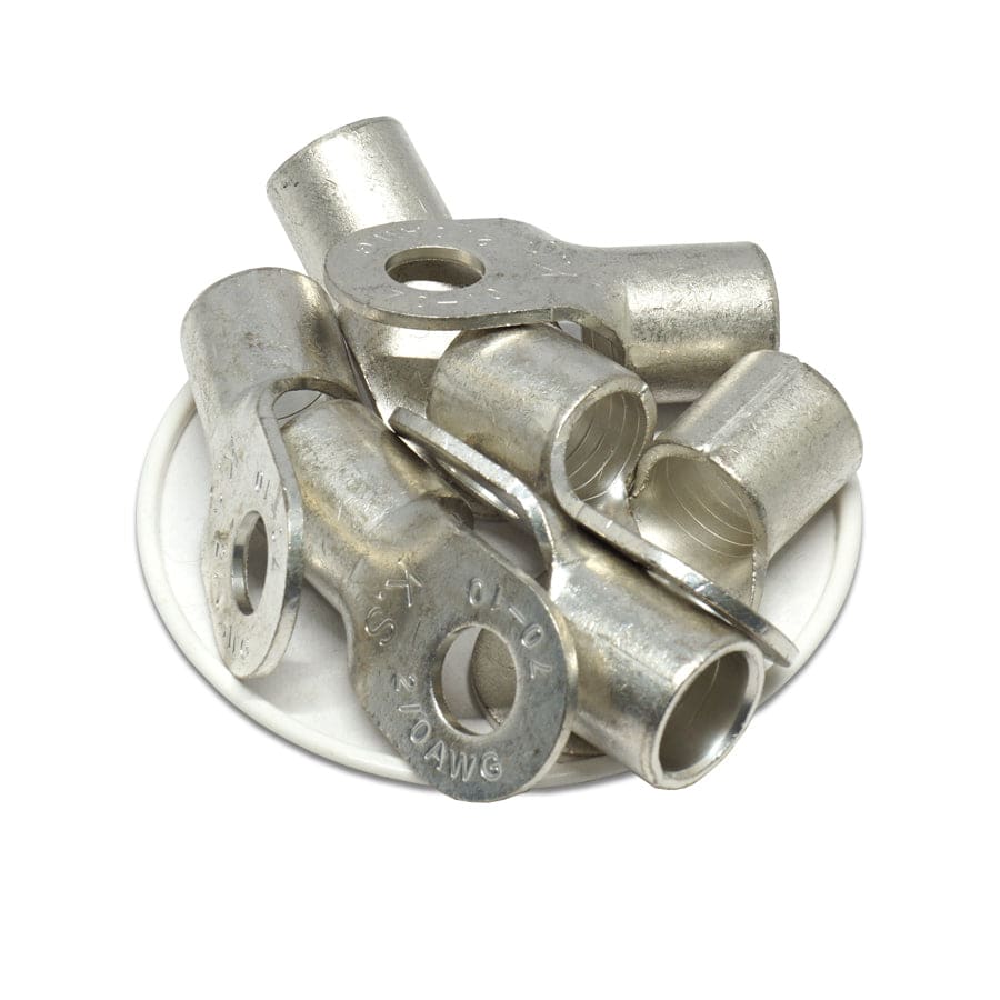 RNB70-10 - 2/0 AWG Non Insulated Ring Terminals, 3/8" Stud, UL Approved, 10 Pieces