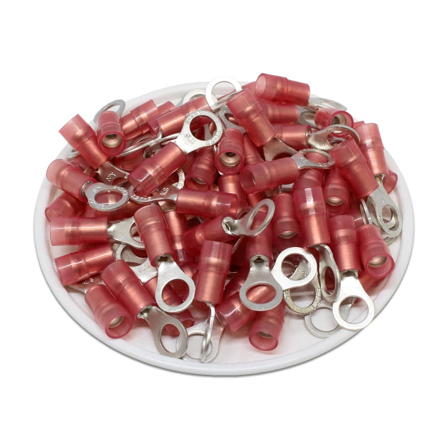 RNYD1-5 - Double Crimp De nailon Terminales de anillo - 22-16 AWG - #10 Orificio