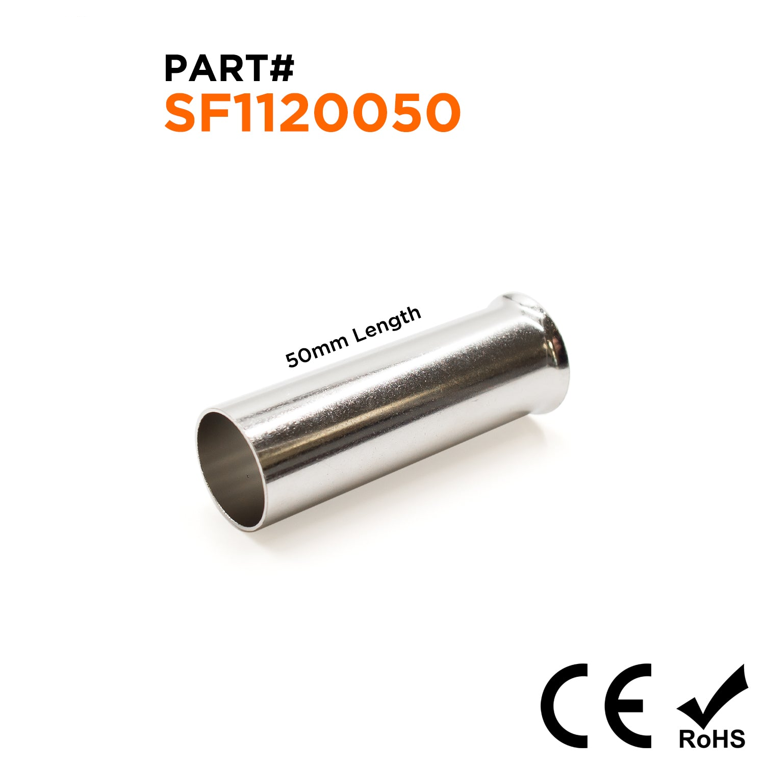 SF1120050 - 4/0 AWG (Small Diameter) Sin aislamiento Punteras, 50mm Pin, 25 piezas