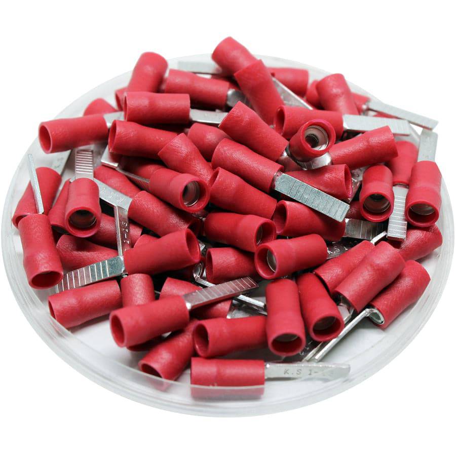 DBD1-13 - 22 a 16 AWG Vinyl PVC Insulated Flat Blade Terminales, Double Crimp, 13mm Pin, UL Recognized, 100 piezas
