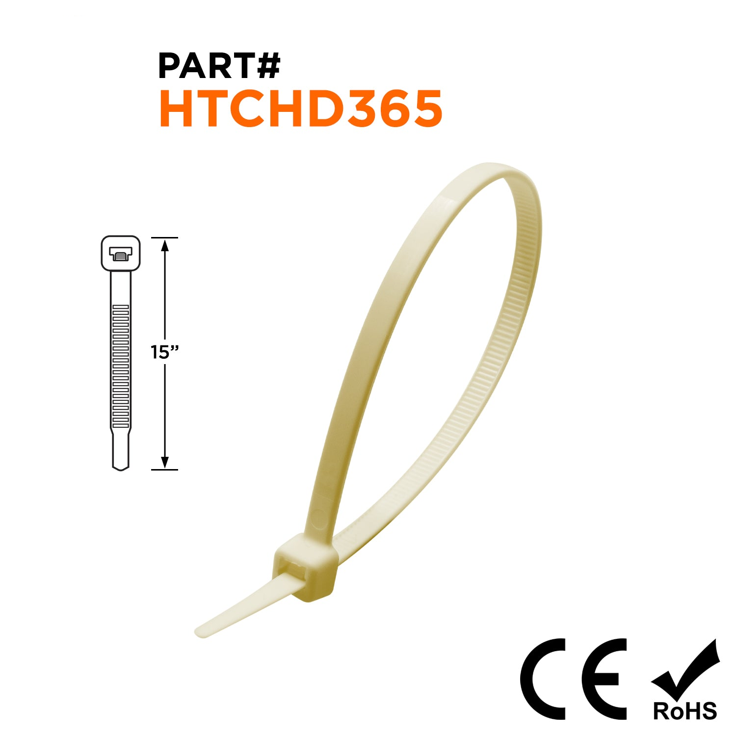 HTCHD365 - 15" High Temp De alta resistencia Bridas, 120-lb Tensile Strength, 266°F, 100-Pack