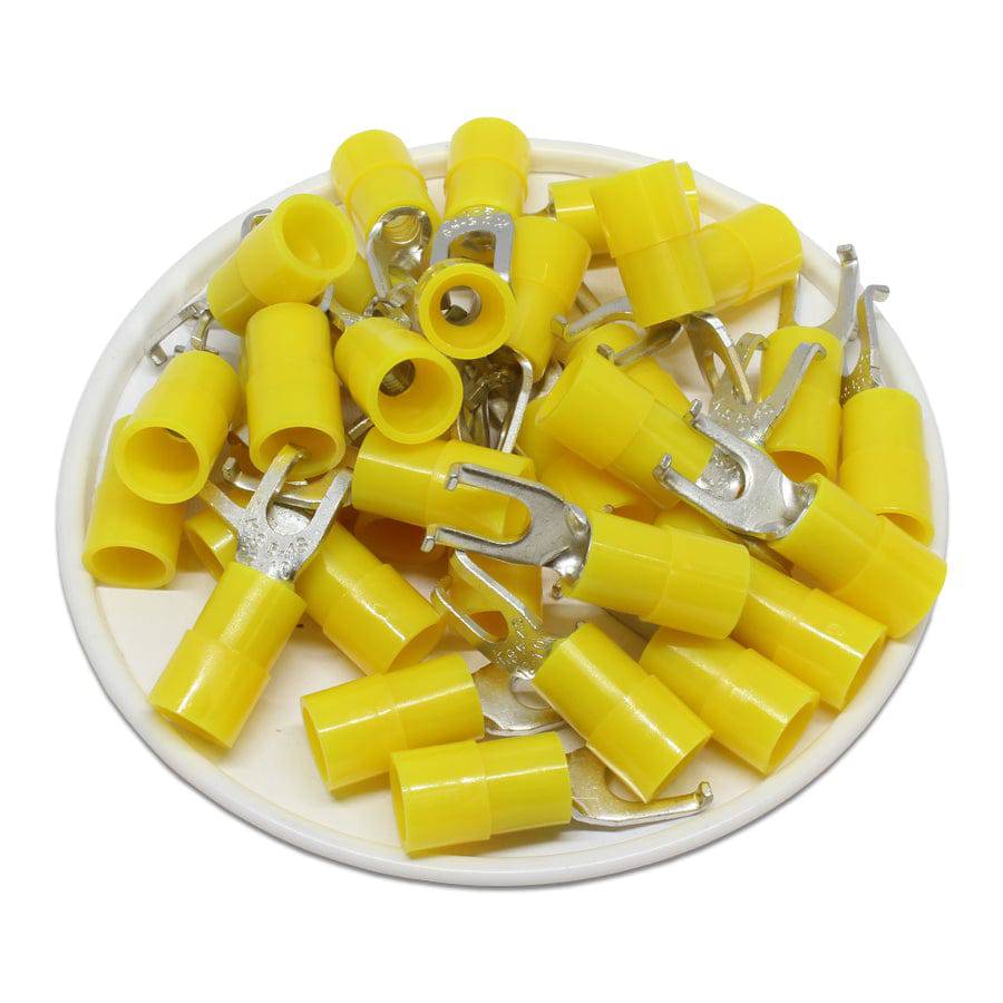 FSNYBS5-4 - 12 to 10 AWG Nylon Insulated Flange Spade Terminals, #8 Stud, 100 Pieces