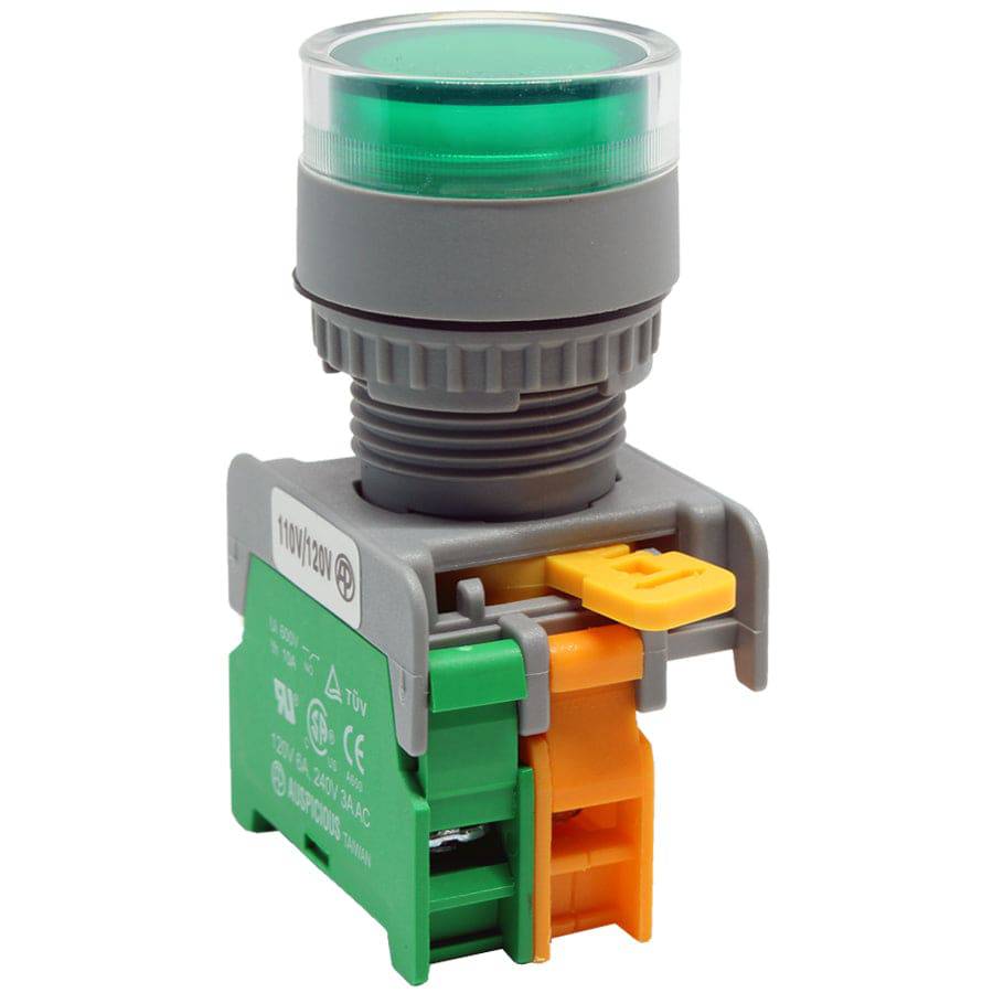 LXG22-1/O-GN - Illuminated Push Button - 1 Contact (1/O) - 22mm - 110V - Green