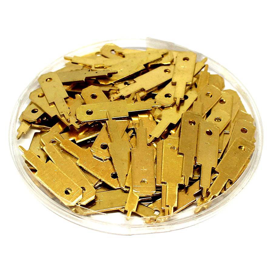 DJ6119-6.3x0.8-T - Brass Circuit Board Soporte Terminales de desconexión rápida, 6.3x0.8mm Tab, 100 piezas