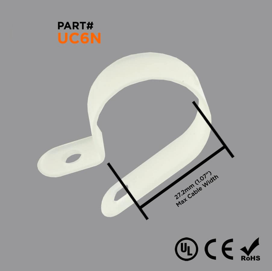 UC6N - Nylon Cable Clamps, Color: Natural, Dimensions: 43.4x12mm, 100 Pieces