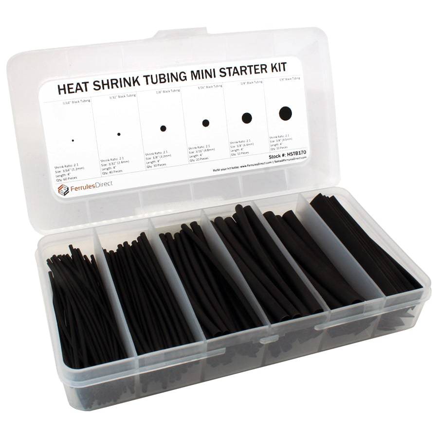 HSTB170 - 2:1 Heat Shrink Tubing Mini Kit (Black) - 3/64" to 3/8"