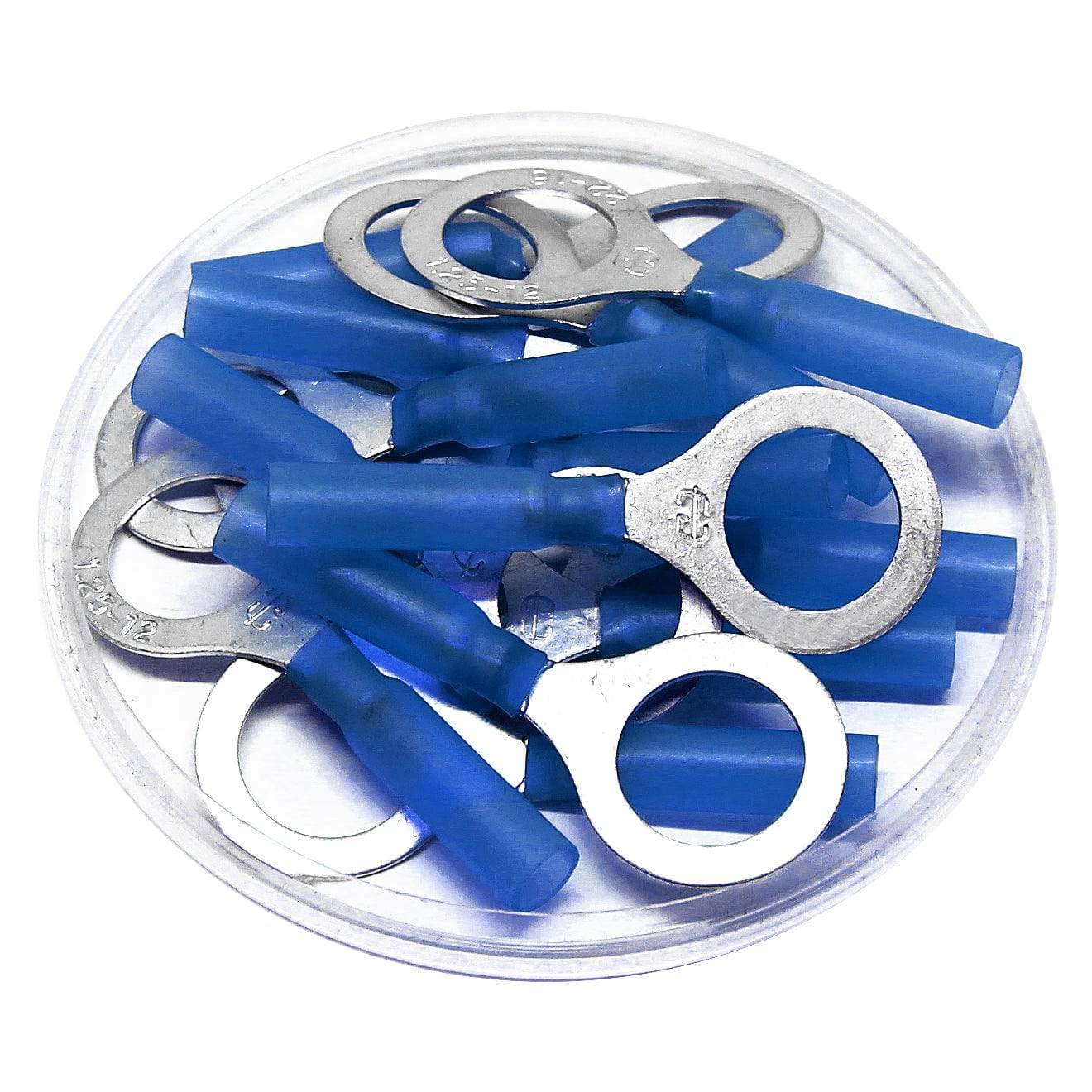 16 to 14 AWG Heat Shrink Ring Terminals, 1/2" Stud, Polyethylene, 25 Pieces - RHT2-12