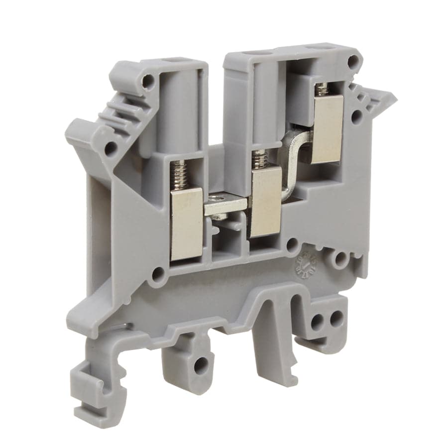 UKJ-2.5/1x2 - 24 to 14 AWG Screw Clamp, Feed-Thru, Terminal Block, 400v, UL Approved, Gray