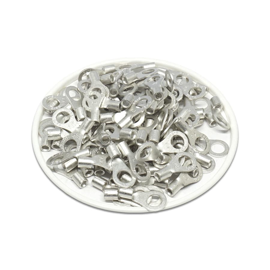 RNBS2-5M - 16 to 14 AWG Non Insulated Ring Terminals, #10 Stud, 100 Pieces