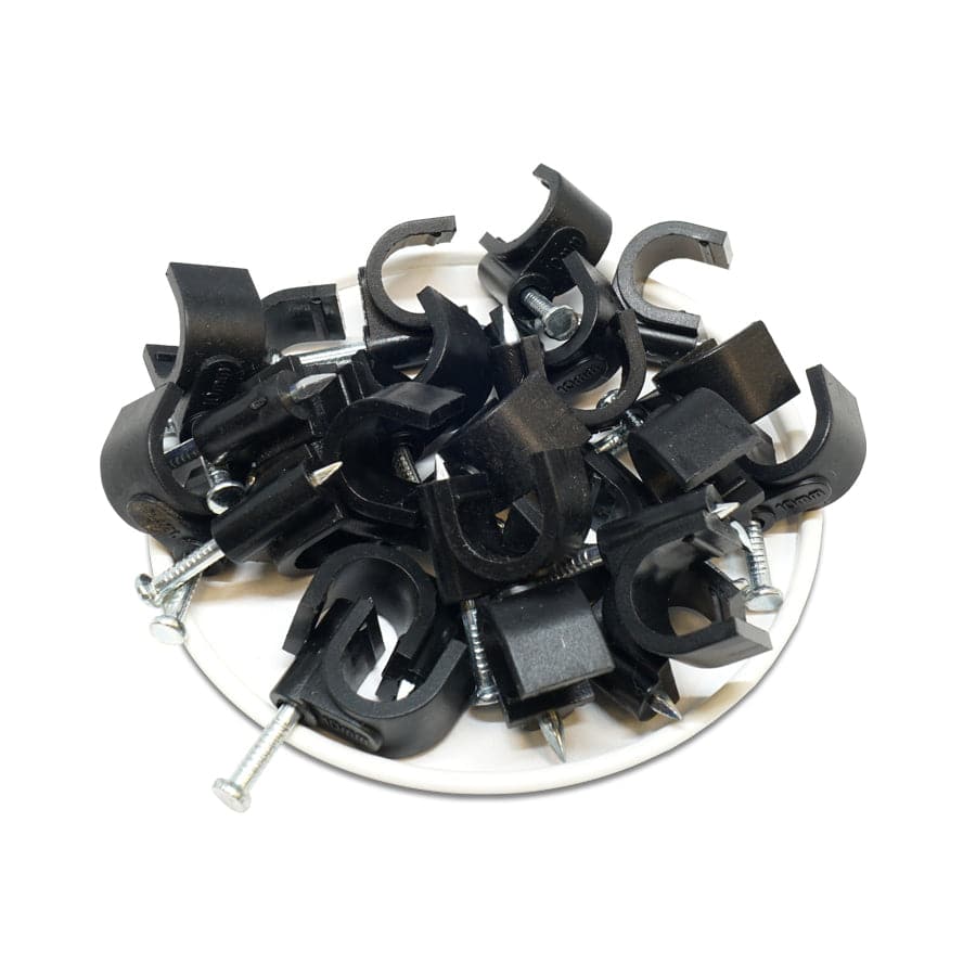 Nail In Cable Clips, Ethernet Cable Nails Tacks, Round, 10mm, 0.39", Black, 100 Pieces - RNC10B