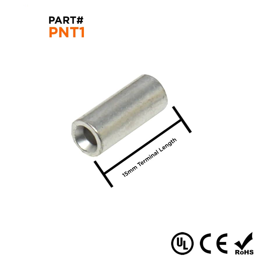 PNT1 - 22 to 16 AWG Non Insulated Parallel Connectors, 5/16" Length, UL Recognized, 100 Pieces