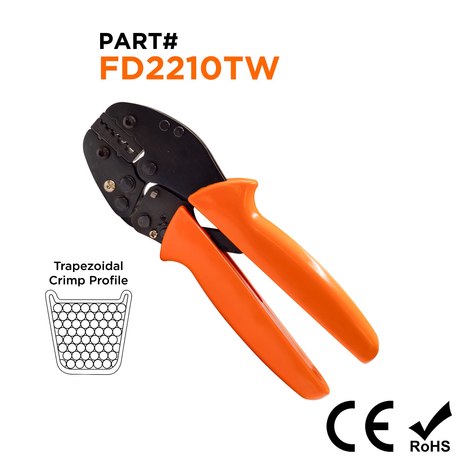 FD2210TW - 22 to 10 AWG Twin Wire Ferrules Crimping Tool, Heavy Duty, Trapezoidal Crimp, 1 Piece
