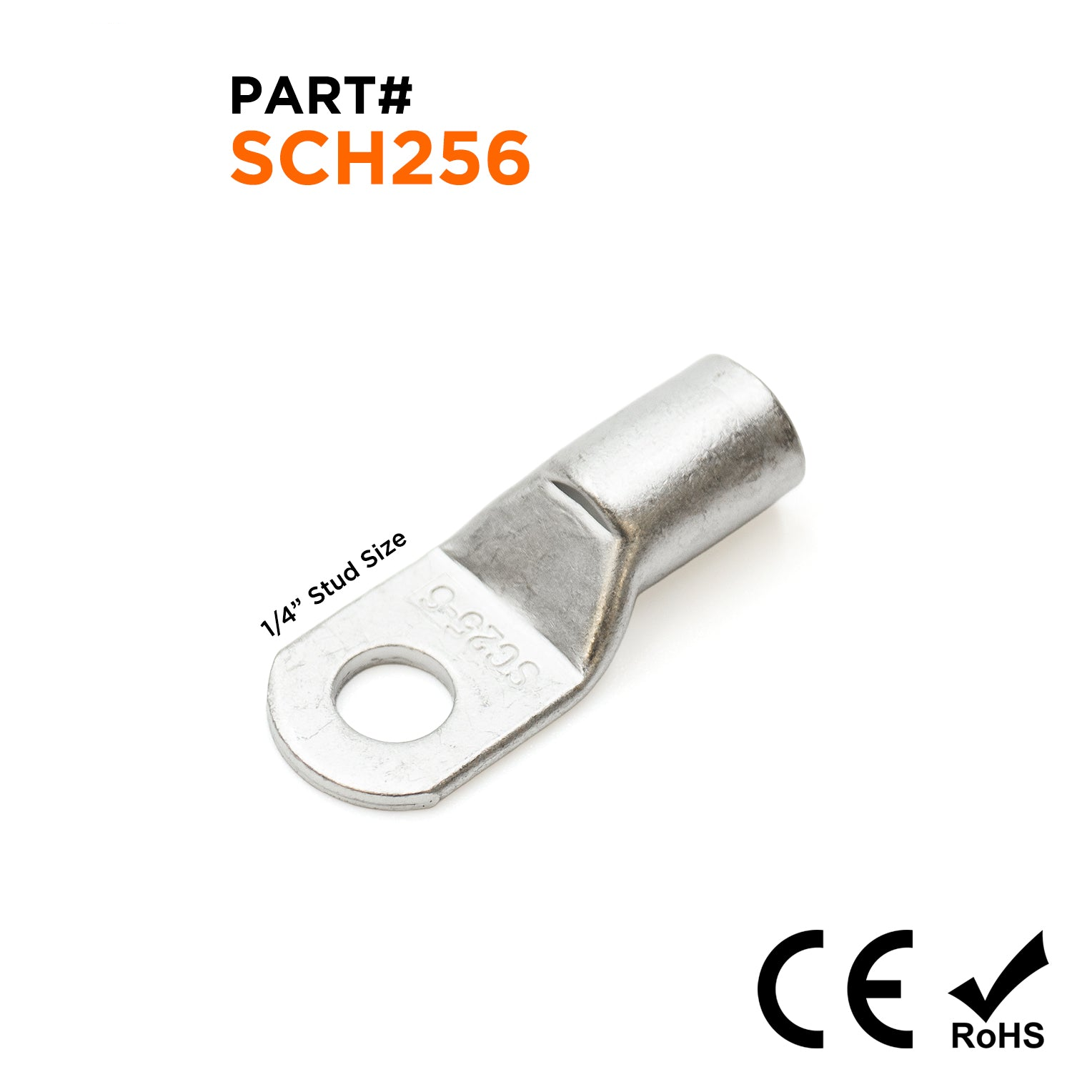 SCH256 - 4 AWG Sin aislamiento Tubular Ring Lugs, 1/4" Orificio, 25 piezas