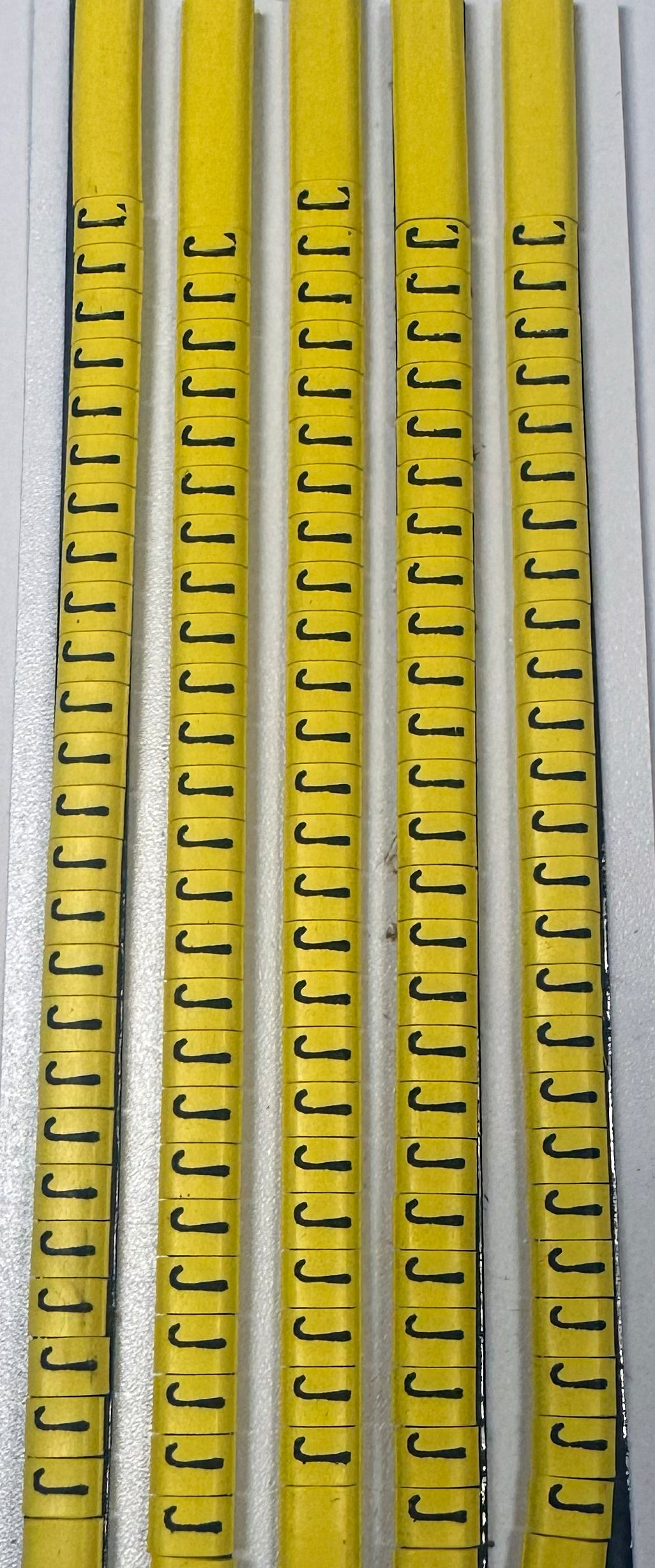 30BYJ - Ademark Style P3 Wire Markers, PVC, Letter J, 3mm, Black & Yellow, 10 Strips
