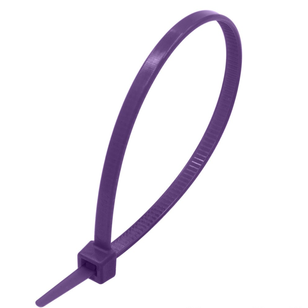 CTM100PR - 4" Miniature Bridas, 18-lb Tensile Strength, Purple, 100 piezas