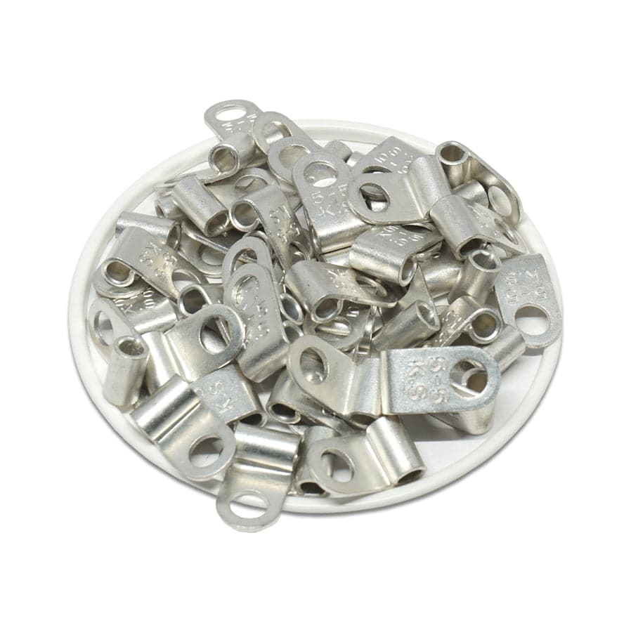 FGNB5-5 - 12 a 10 AWG Sin aislamiento Flag Terminales de anillo, Ring Tongue, #10 Orificio, 50 piezas