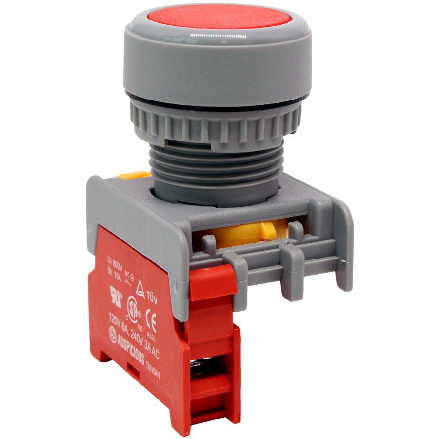 XB22-1/C-RD - Push Button - 1 Contact (1/C) - 22mm - Rojo