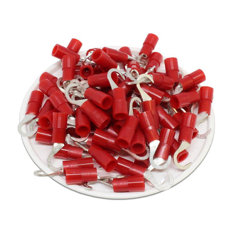 HNYB1-4 - Nylon Insulated Hook Terminals - 22-16 AWG - Red - 100/pack