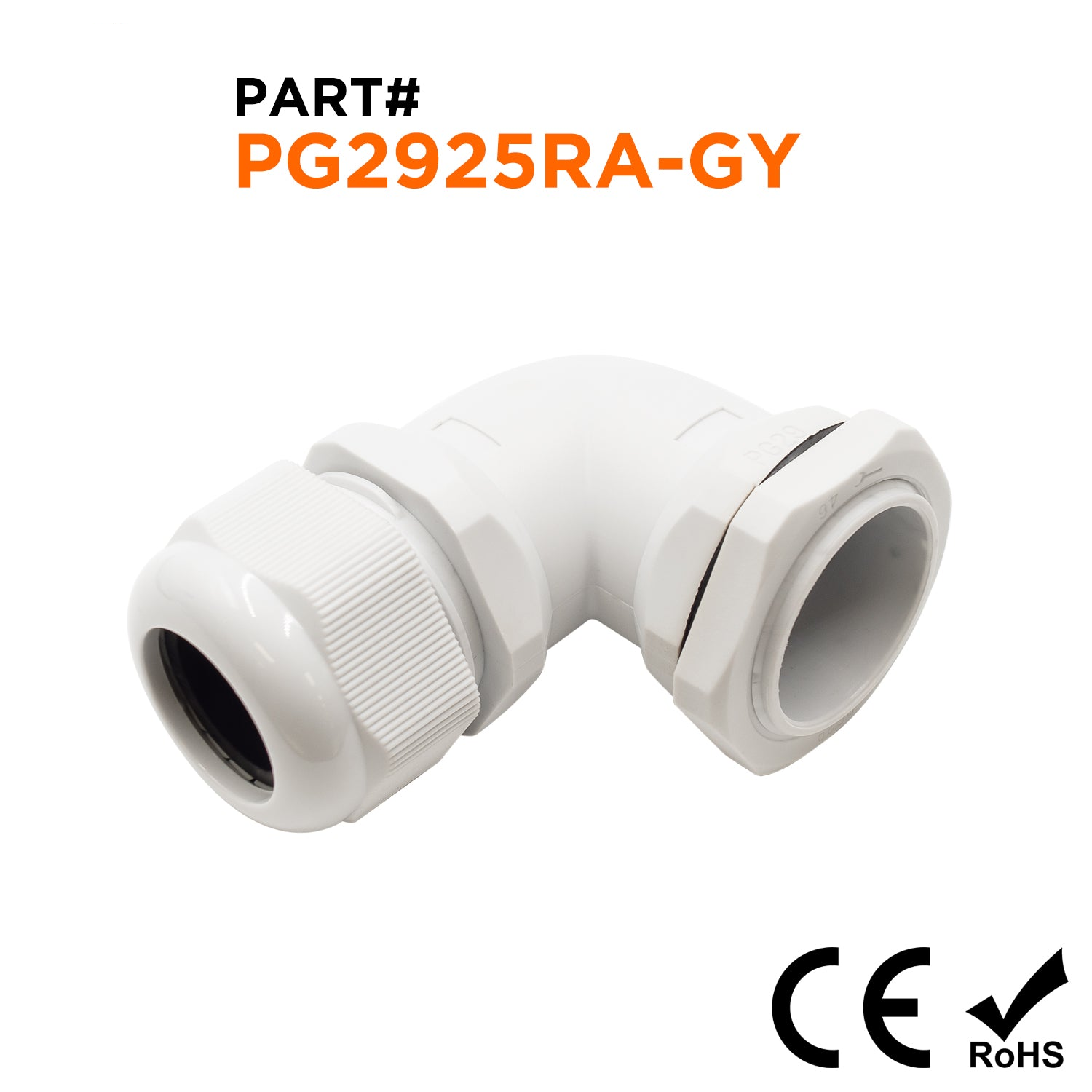 PG29 Right Angle Prensaestopas - 18-25mm - Gris - PG2925RA-GY