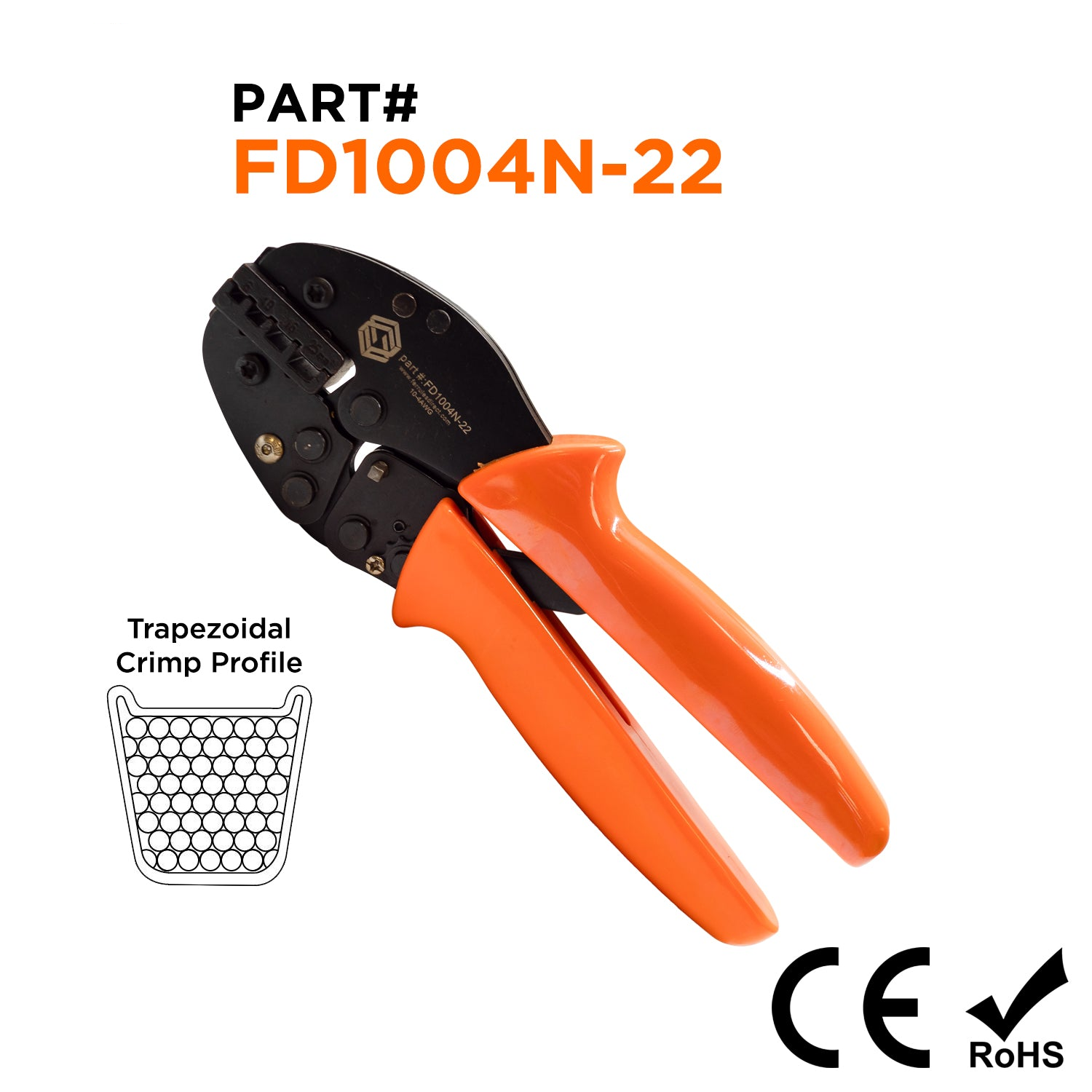 FD1004N-22 - 10 to 4 AWG Wire Ferrules Crimping Tool, Wide Crimp, Trapezoidal Crimp - 1 Piece