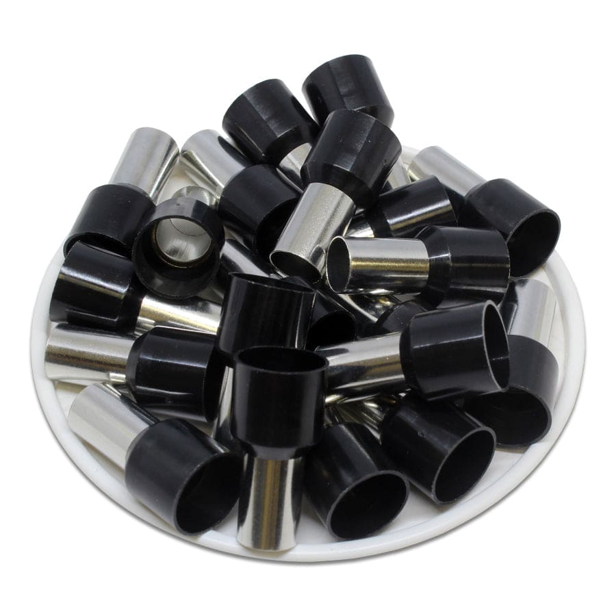 AT250012 - 4 AWG Insulated Wire Ferrules, 12mm Pin, Black, UL Recognized, 100 Pieces