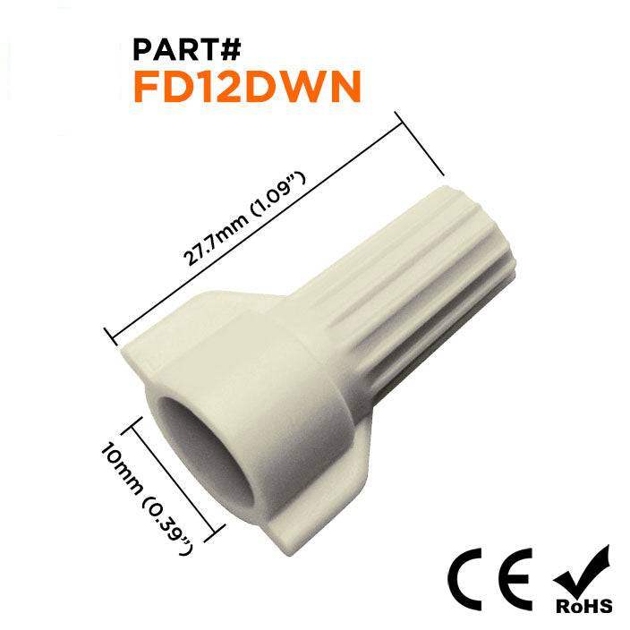 FD12DWN - Double Wing Twist-On Wire Cap Connectors, 22-08 AWG, Tan, 100 Pieces