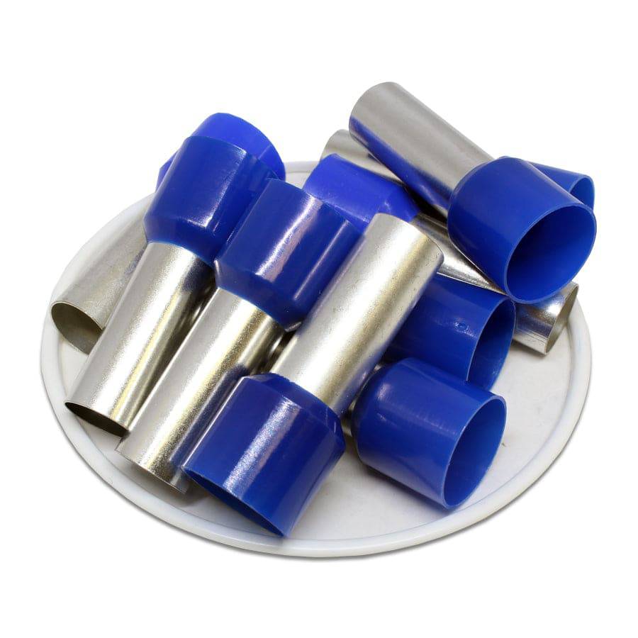 AD500025 - 1 AWG Single Insulated Wire Ferrules, 25mm Pin, Blue, UL Recognized, 50 Pieces
