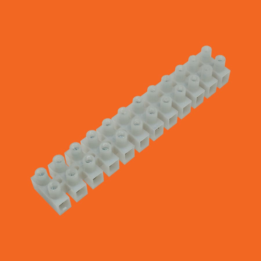 18 a 12 AWG Barrier Strip w/ Conductor Protection - 300v, 20A, 12 Poles, 10mm Pitch #GT1450HB-10