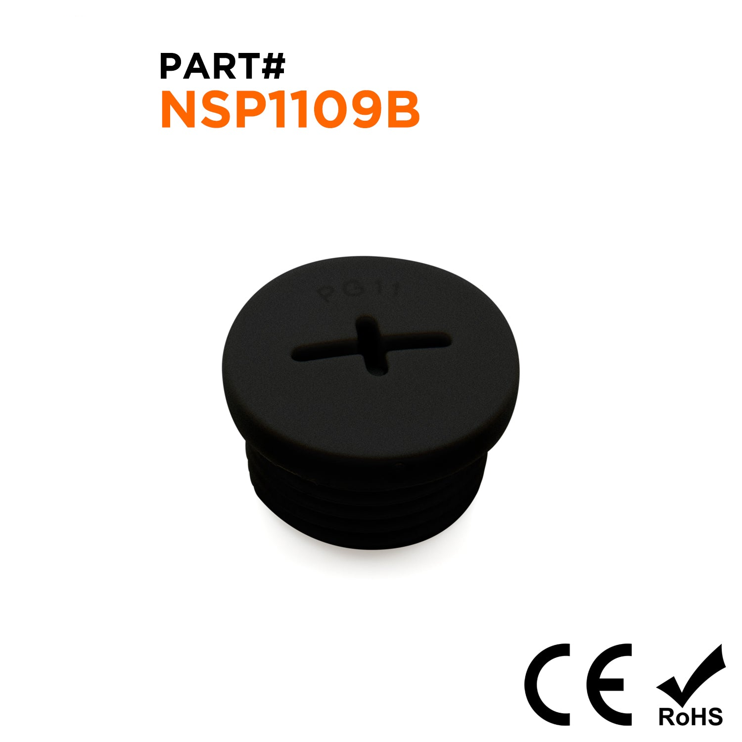 NSP1109B - PG11 Prensaestopas Screw Plug, De nailon, Color: Negro, 1 pieza
