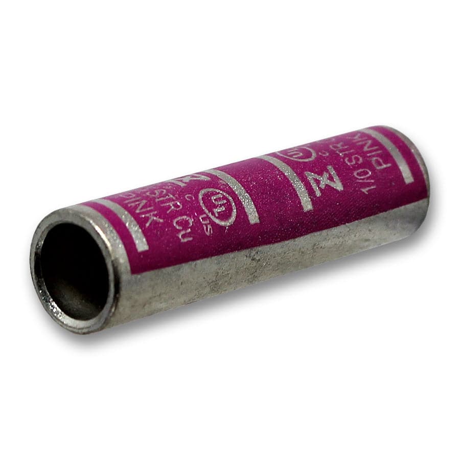 SC10 - 1/0 AWG De cobre Compression Splice Conectores, Barril corto, Pink, 1 pieza
