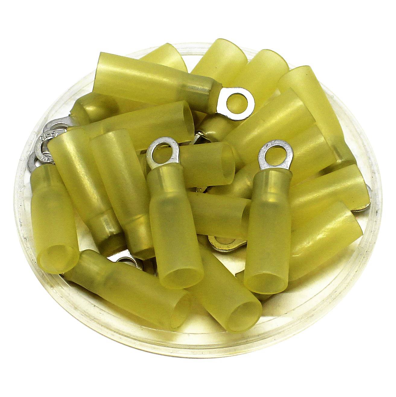 RHTS5-4 - 12 to 10 AWG Heat Shrink Ring Terminals, #8 Stud, Polyethylene, 10 Pieces
