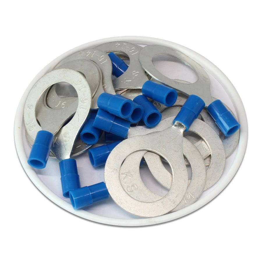 RNY2-16 - 16 to 14 AWG Nylon Insulated Ring Terminals, 5/8" Stud, 50 Pieces